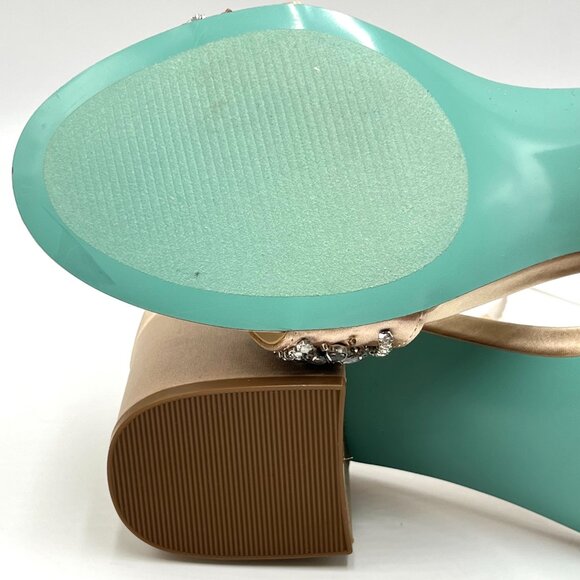 Betsey Johnson Size 5.5 Mel Champagne Satin Low Block Heels Dress Sandals‎ Shoes - Picture 13 of 16